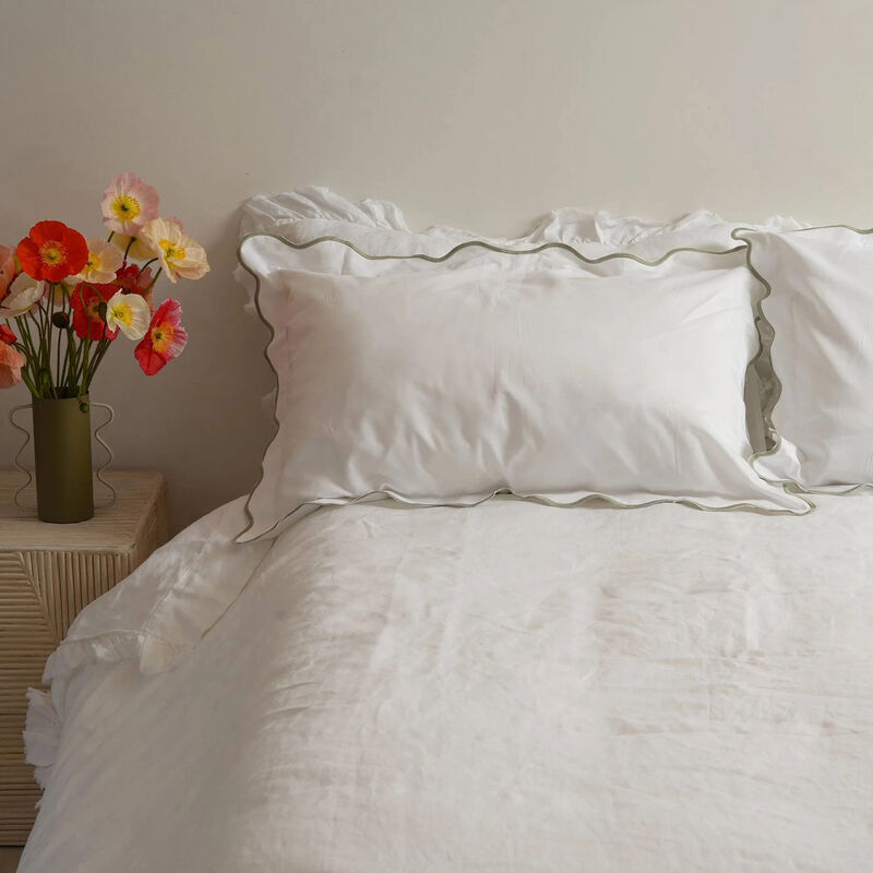 Home Lab Celine Scallop Edge Pillowcase Pair image number 8