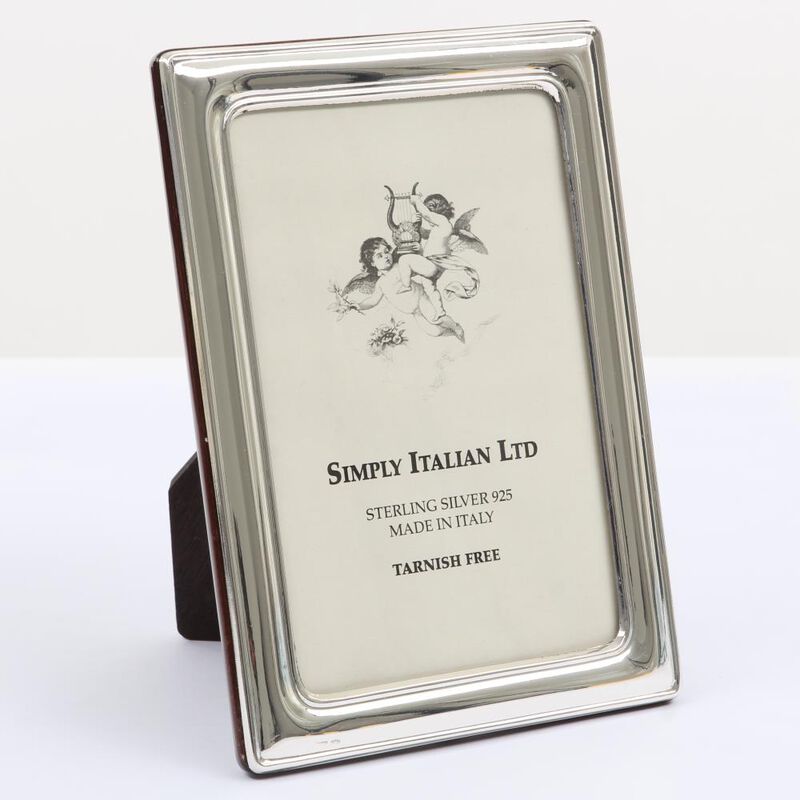 Simply Italian Rounded Plain Bevel Sterling Silver Wood Back Frame image number 0