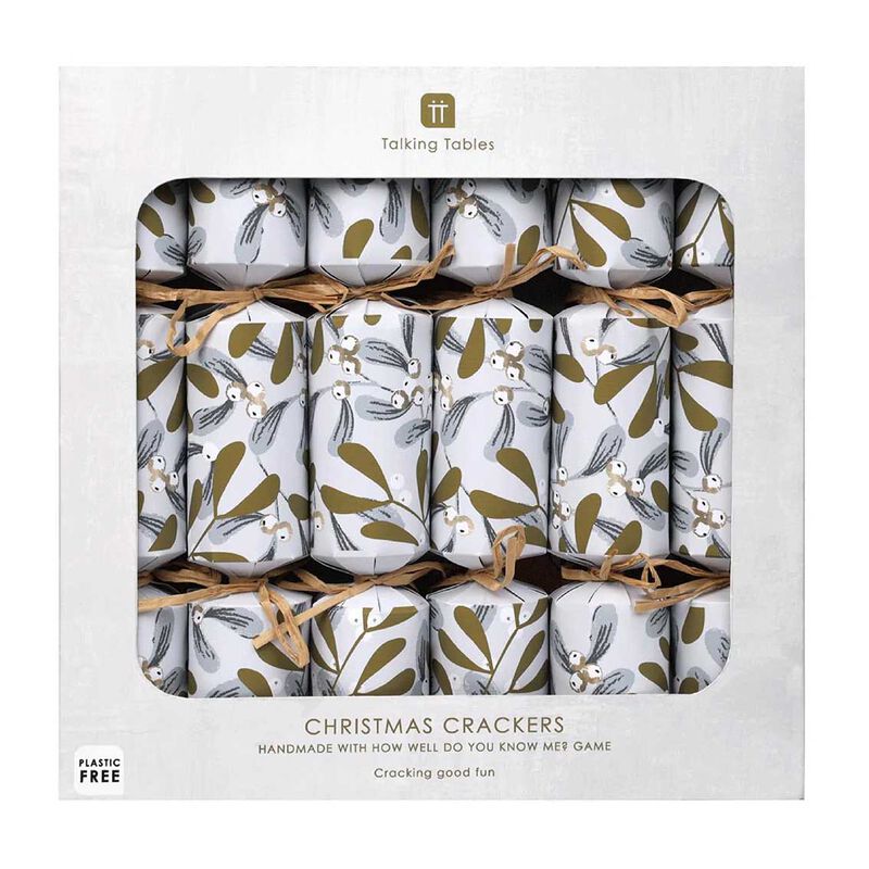 Talking Tables Botanical Mistletoe White Christmas Crackers - 6 Pack image number 0