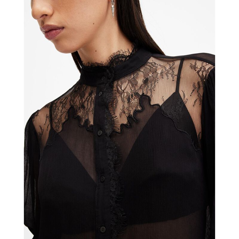 AllSaints Rory Relaxed Fit Lace Shirt image number 2