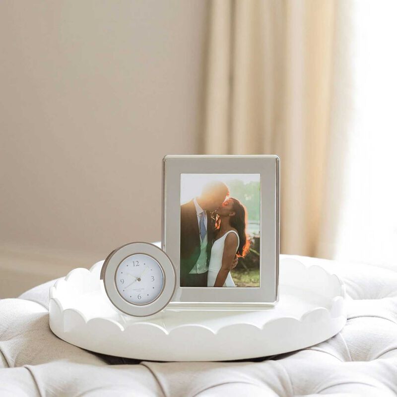 Addison Ross 5x7 Enamel & Silver Photo Frame 30mm - Silver & Chiffon image number 1