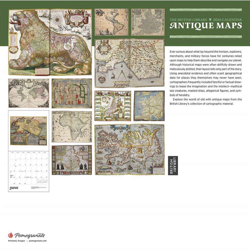Pomegranate Antique Maps 2026 Wall Calendar image number 2