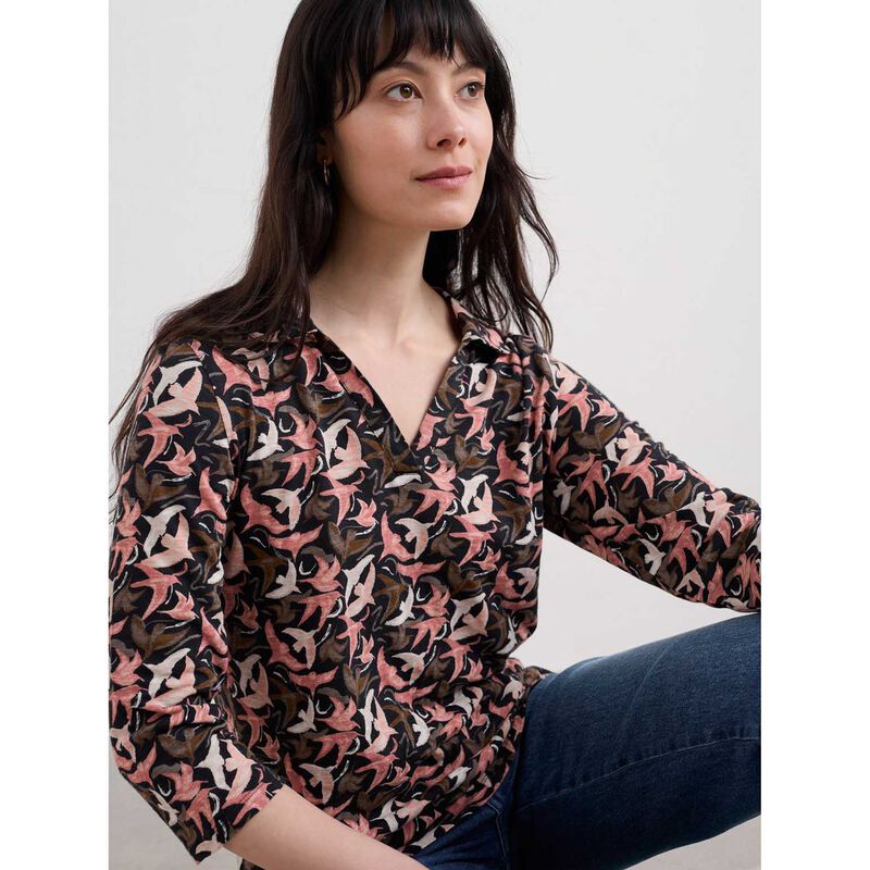 Seasalt Cornwall Wavecrest Shirt Swooping Birds Mix image number 1