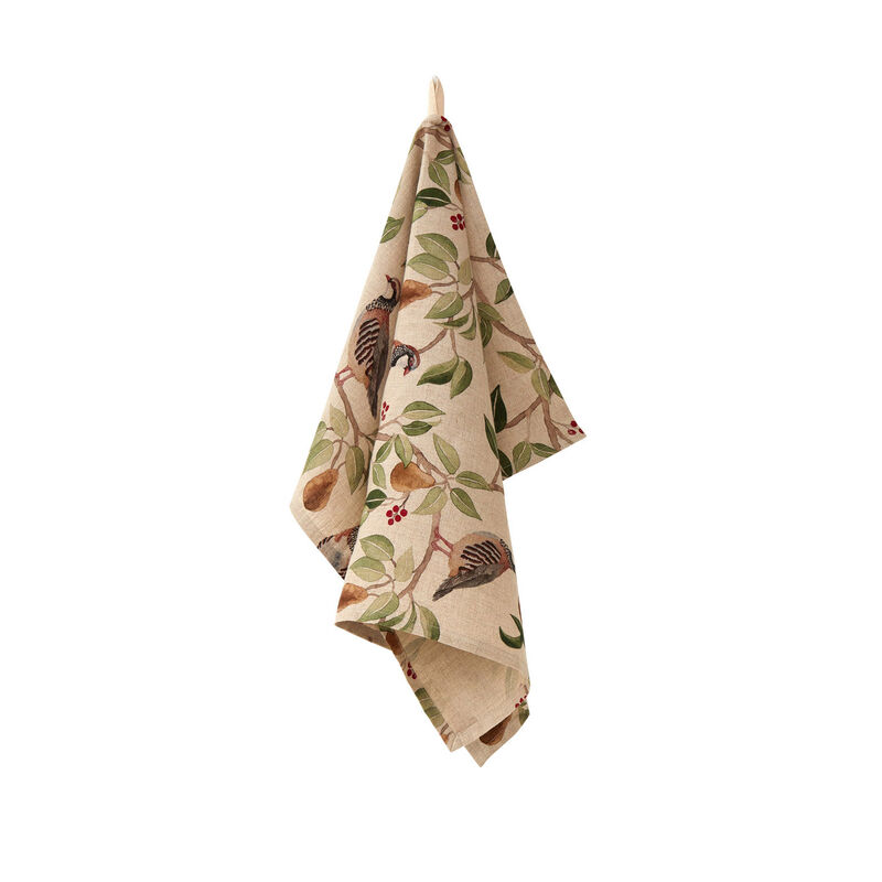 Wallace Cotton Partridge Linen Tea Towel image number 1