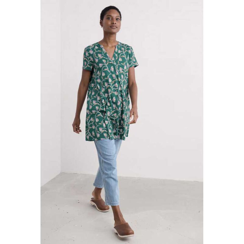 Seasalt Cornwall S/S Wreathe Tunic Ink Tulip Sea Teal image number 3