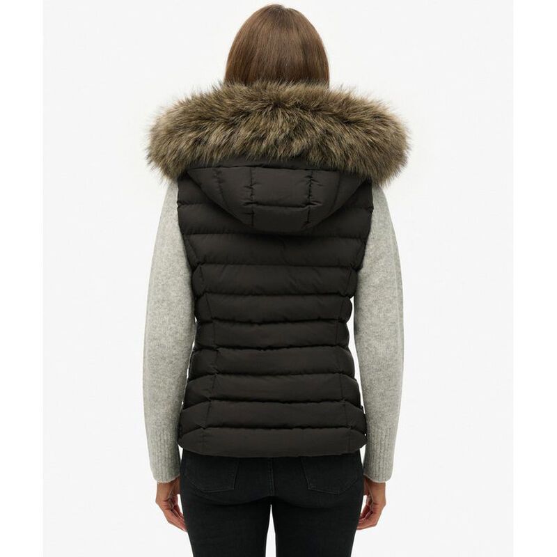 Superdry Fuji Faux Fur Hooded Gilet image number 1