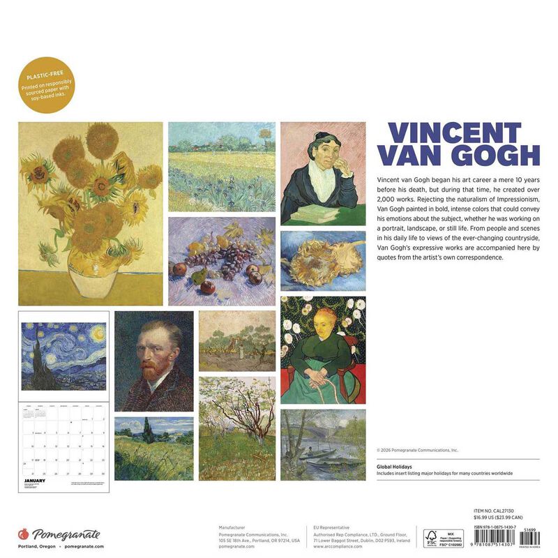 Pomegranate Vincent Van Gogh Wall Calendar 2027 image number 2