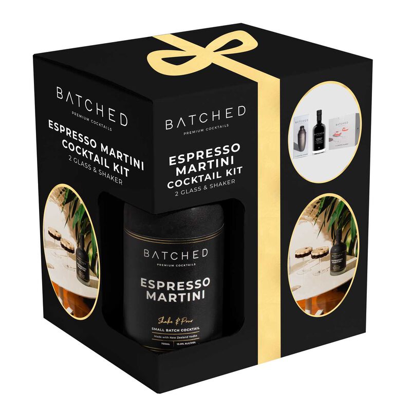 Batched Espresso Martini with 2 x Wave Glass & Shaker Gift Pack image number 0