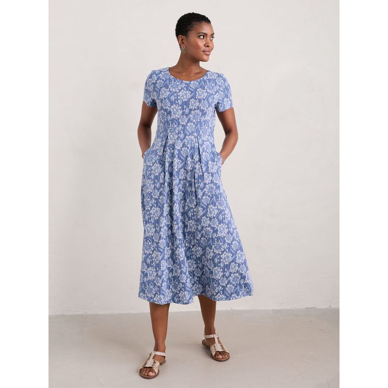 Seasalt Cornwall S/S Veronica Dress Agapanthus Lino Lupin image number 3