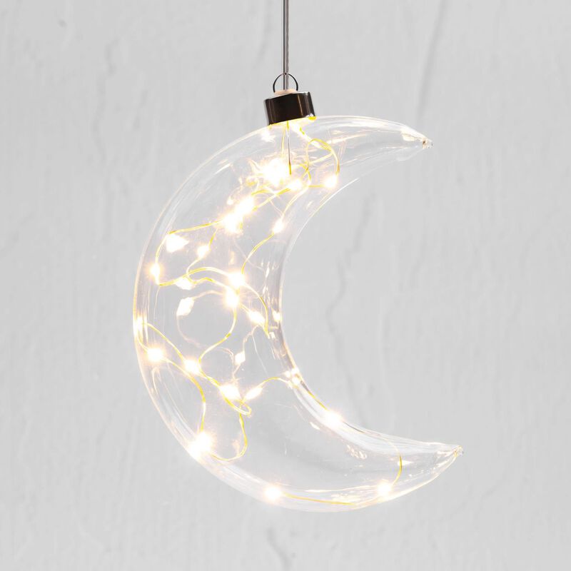 Stellar Haus Clear Crescent Moon Hanging Glass Light image number 0