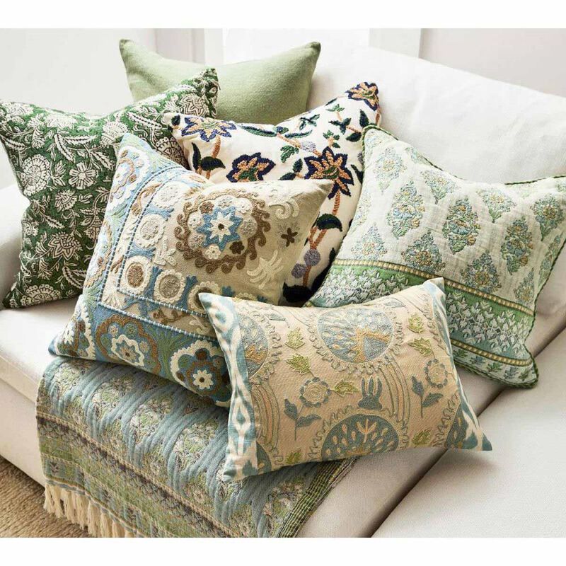 Pottery Barn Aisha Emb Lumbar Cushion Cover 51cm Chambray image number 2