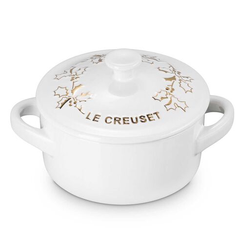 Le Creuset Mini Cocotte 10cm Holly - White Gold Trim