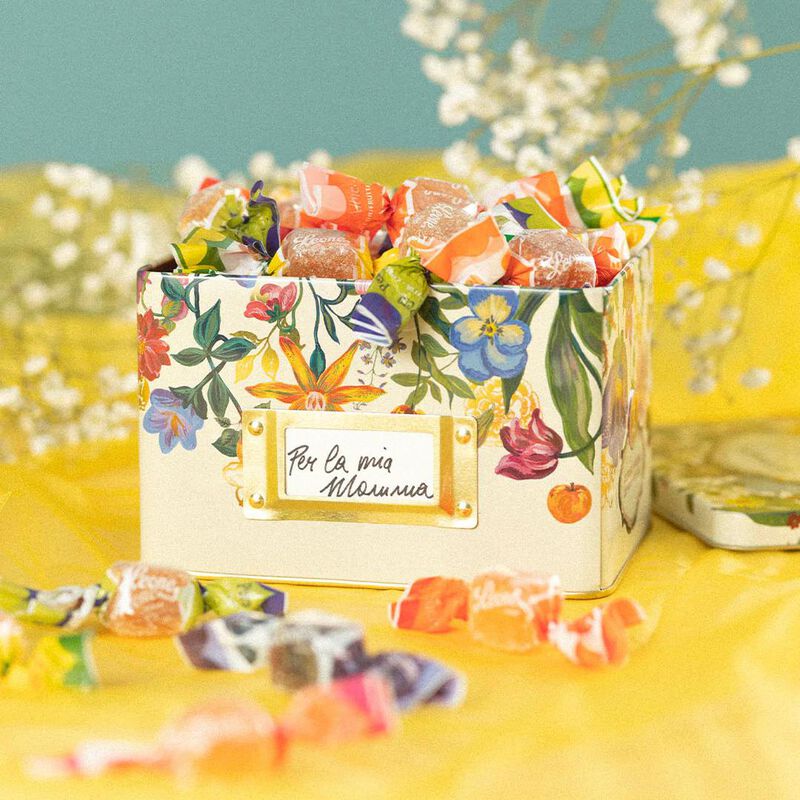 Leone Cubifrutta Fruit Jellies in Nathalie Lété Floral Tin 200g image number 1