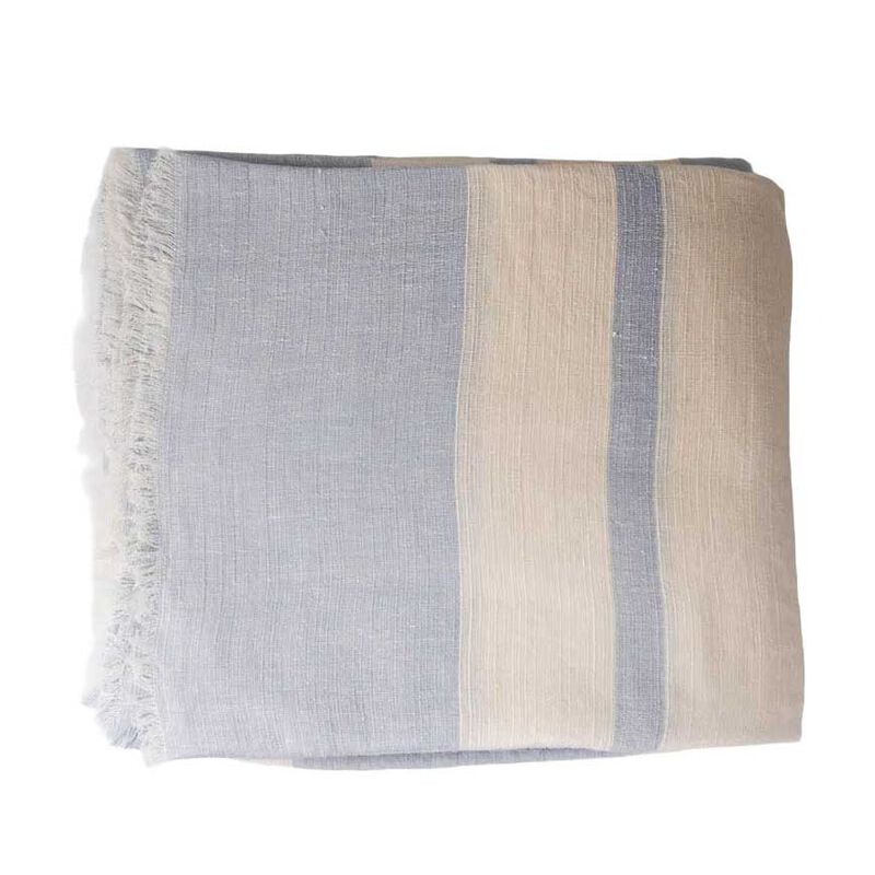 French Country Stripe Linen Tablecloth Pale Blue Large image number 0