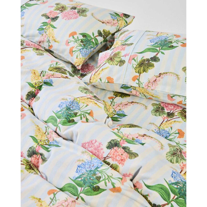 Kip&Co Bouquet Beauty Stripe Flannelette Flat Sheet image number 1