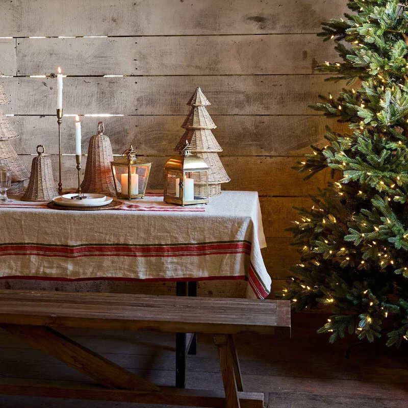 French Country Red Selvedge Stripe Linen Table Runner image number 1
