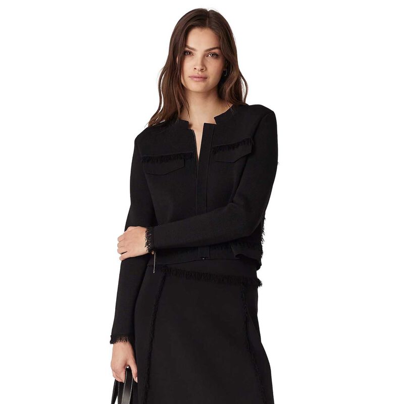 Cable Crepe Fringe Jacket image number 0