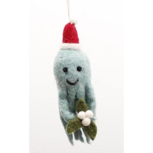 Amica Felt Octopus or Seahorse With Mistletoe Sprigs 9cm