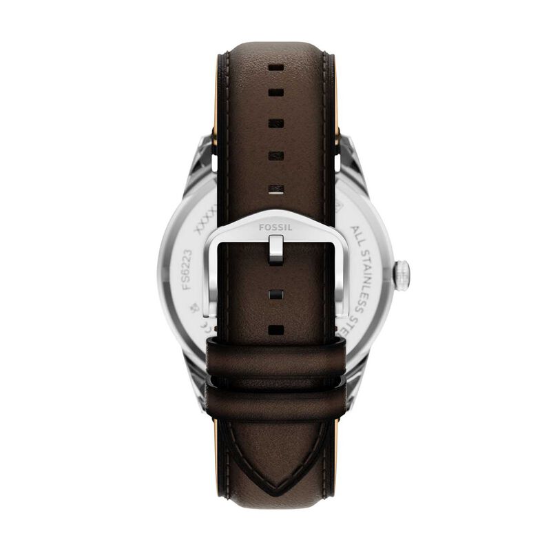 Fossil Pearson 42mm Three-Hand Day-Date Brown Leather Watch image number 1