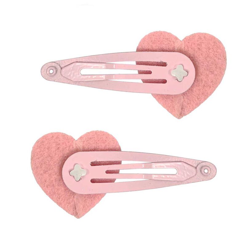 Pink Poppy Pink Rhinestone Heart Hair Clips image number 1