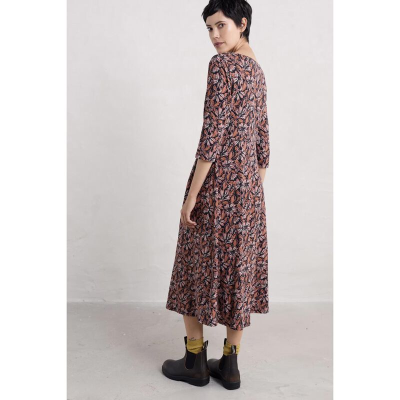 Seasalt Cornwall Veronica Dress Mallow Blooms Pink Grass image number 1