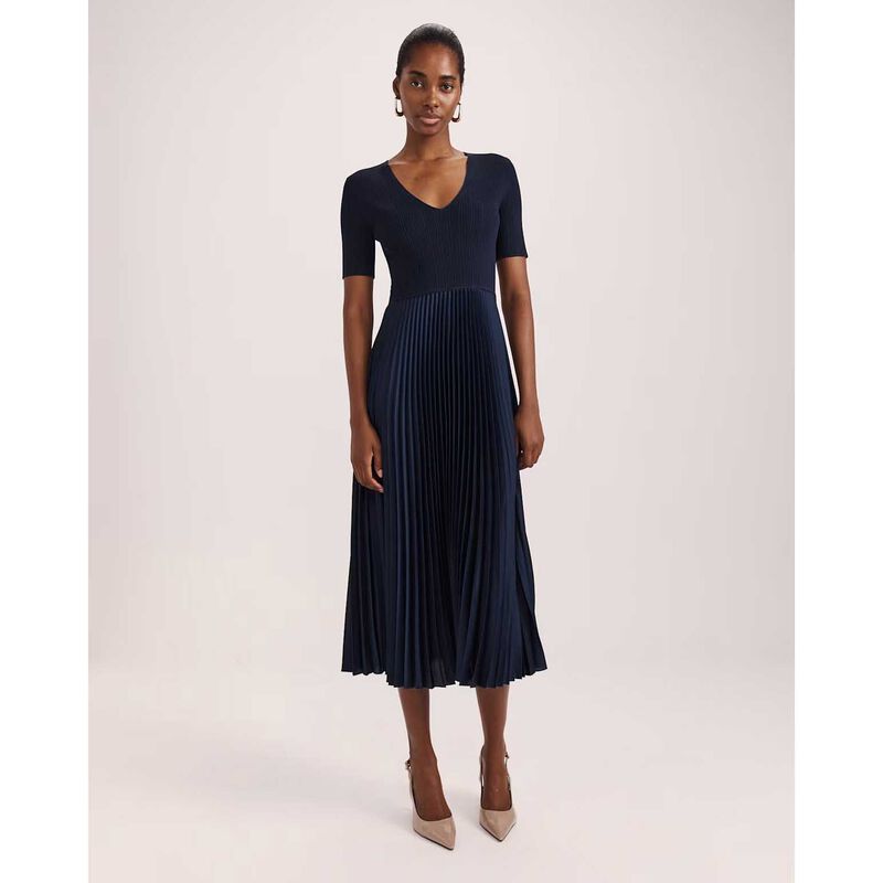 SABA Vicky V-neck Mixed Media Dress image number 6