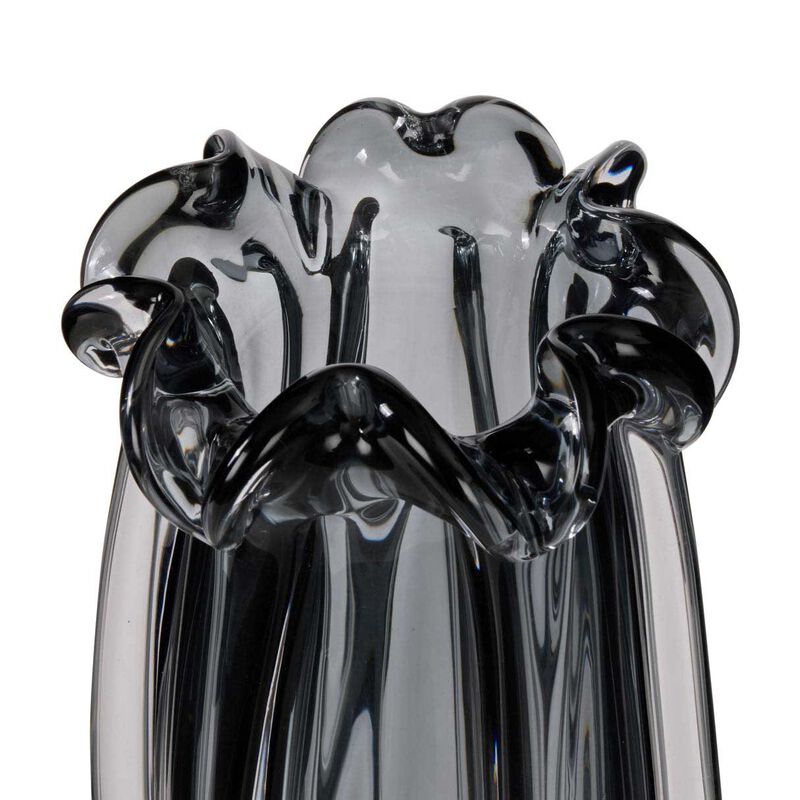 Amalfi Wavy Glass Vase Small - Grey image number 1