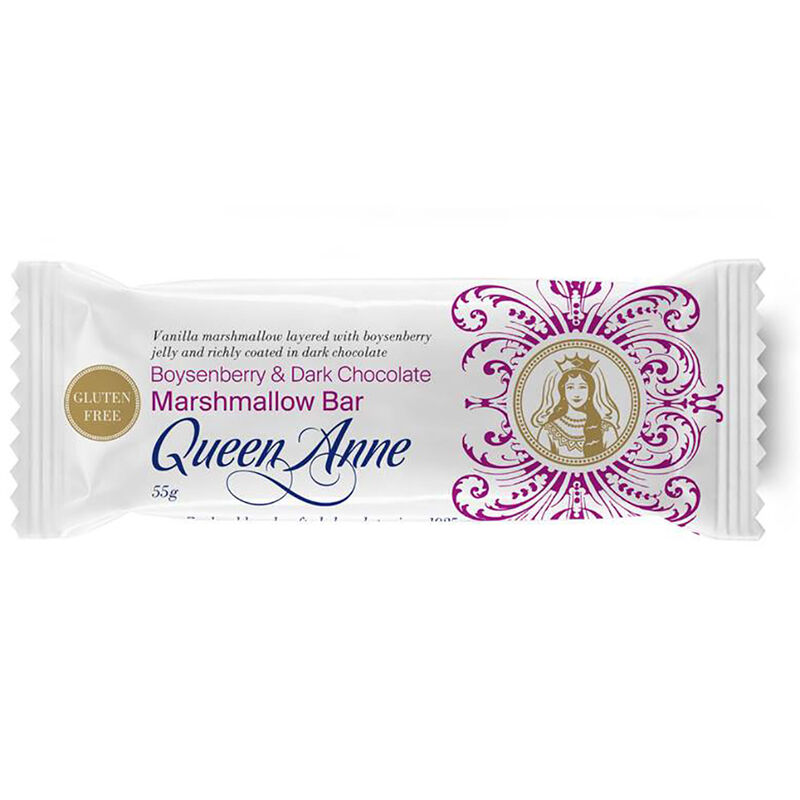 Queen Anne Marshmallow Bar Dark Chocolate Boysenberry Jelly 55g image number 0