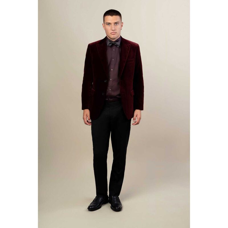 Rembrandt Lyon Burgundy Velvet Blazer image number 2