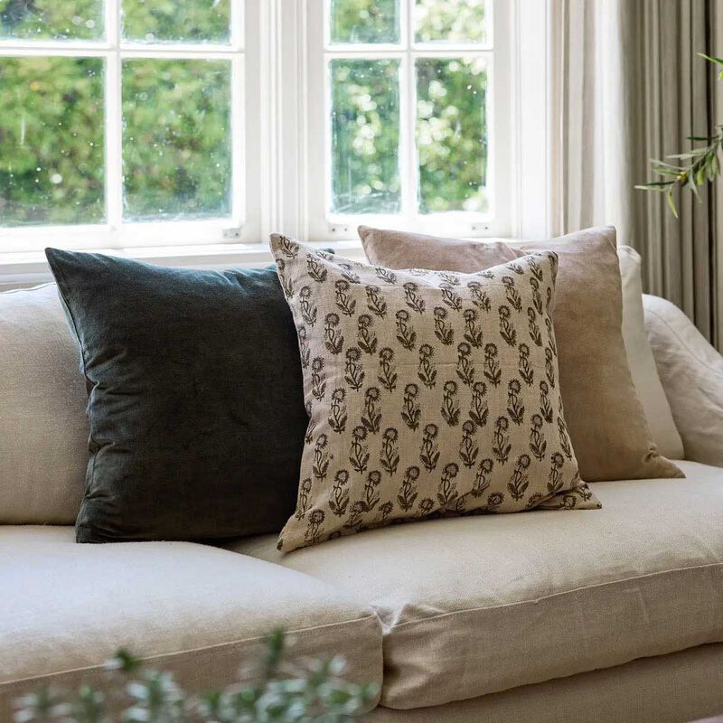 French Country Liliana Floral Handblock Cushion Cover image number 1