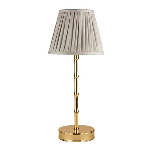Addison Ross Bamboo LED Lamp 30cm - Gold Base With Chiffon Shade
