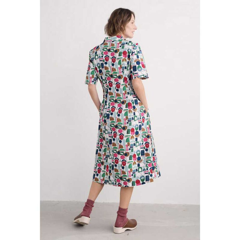 Seasalt Cornwall Wild Liquorice Dress Studio Shapes Chalk image number 1