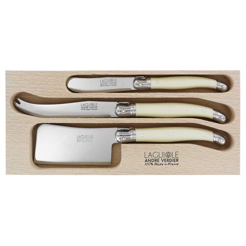 Andr&eacute; Verdier Laguiole Cheese Knife Set 3 Piece - Ivory