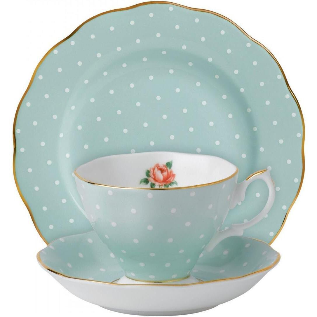 Royal Albert Polka Rose Teacup Saucer Plate Set Ballantynes Department Store