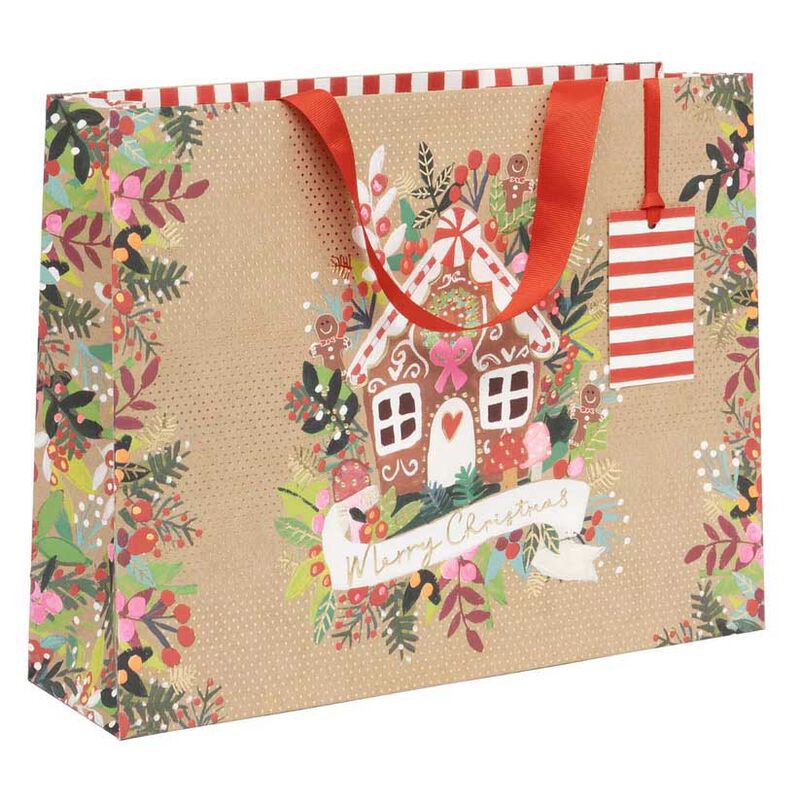 Image Gallery Luxury Gingerbread Kraft Medium Christmas Bag image number 0
