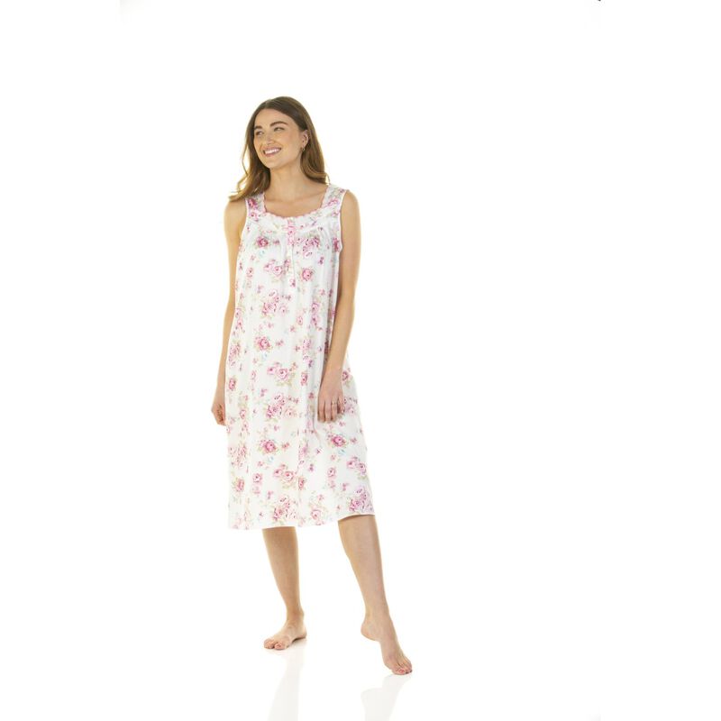 Sue Marks Cotton Roses Sleeveless Nightdress With Embroidery image number 2