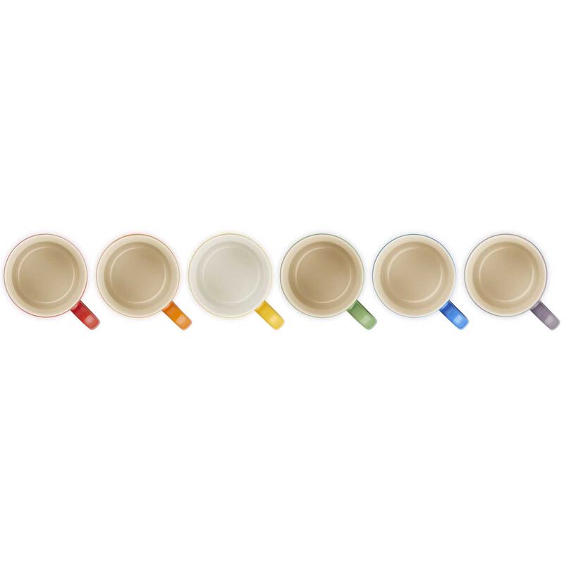 Le Creuset Rainbow Cappuccino Mugs 200ml Set Of 6 image number 3