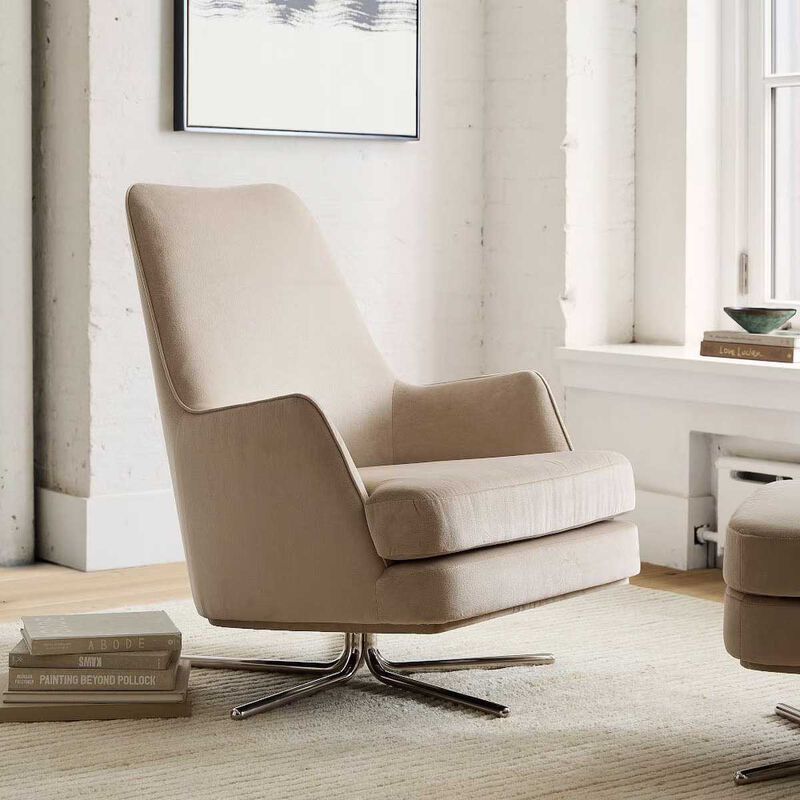 West Elm Patchin Swivel Chair Clay image number 3