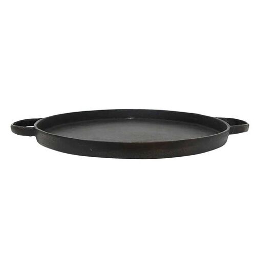 French Country Balto Round Iron Tray with Handles