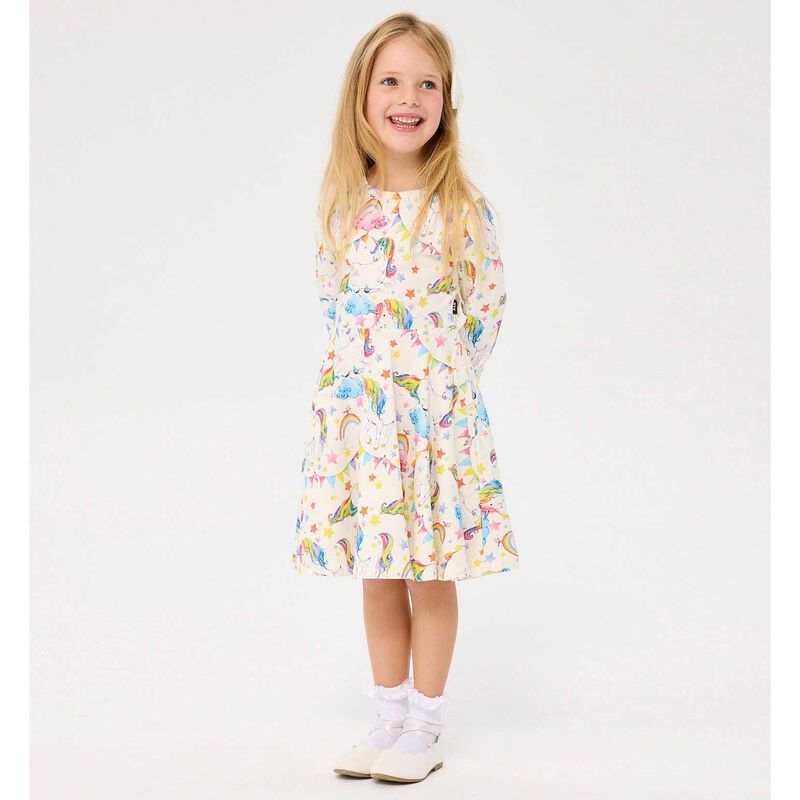 Rock Your Baby Unicorn Flags Long Sleeve Waisted Dress image number 1
