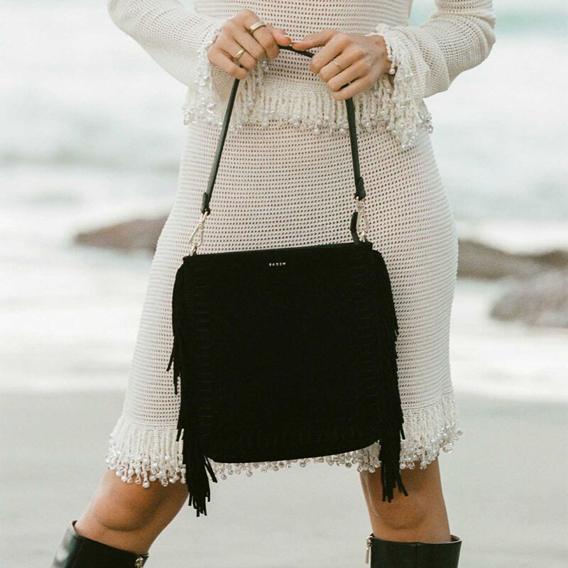 SABEN Claudette Shoulder Bag Suede + Fringe image number 1