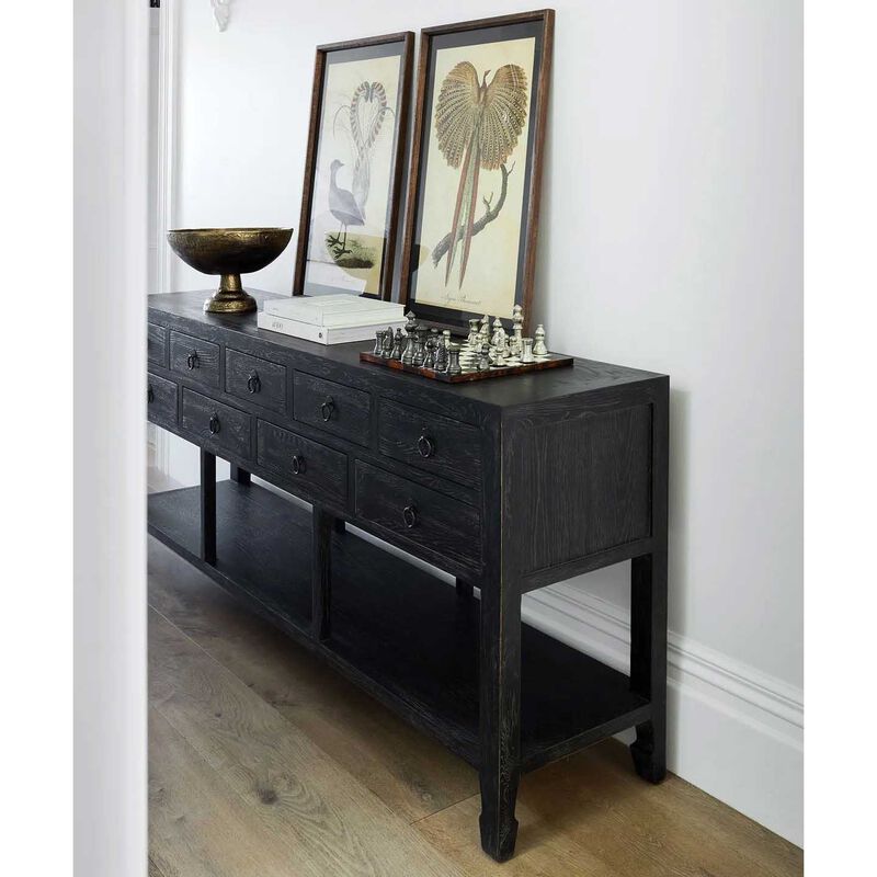 French Country Miguel Sideboard 9 Drawers Black image number 1