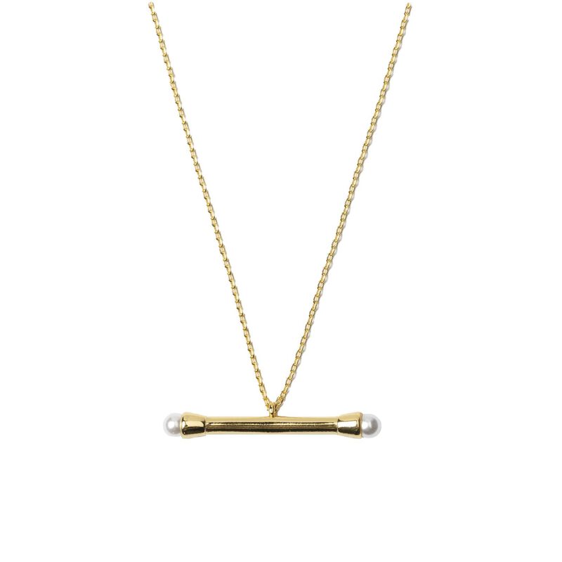 Stella + Gemma Necklace Gold Rod Pearl Ends image number 0