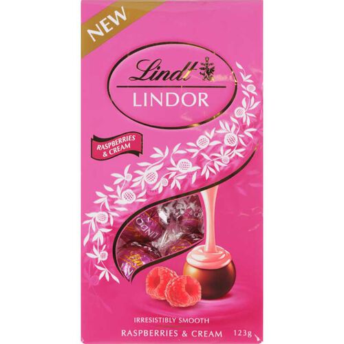 Lindt Lindor Raspberry & Cream Pouch Bag 123g