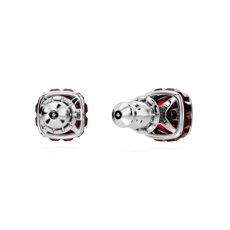 Swarovski Birthstone Square Cut Stud Earrings - January Red image number 3