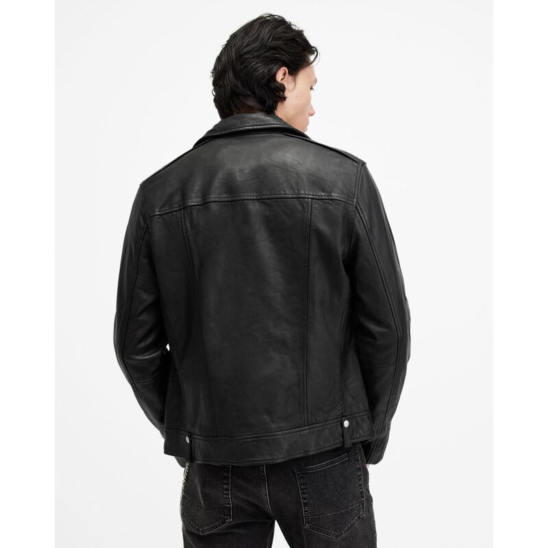 AllSaints Milo Asymmetric Zip Leather Biker Jacket image number 1