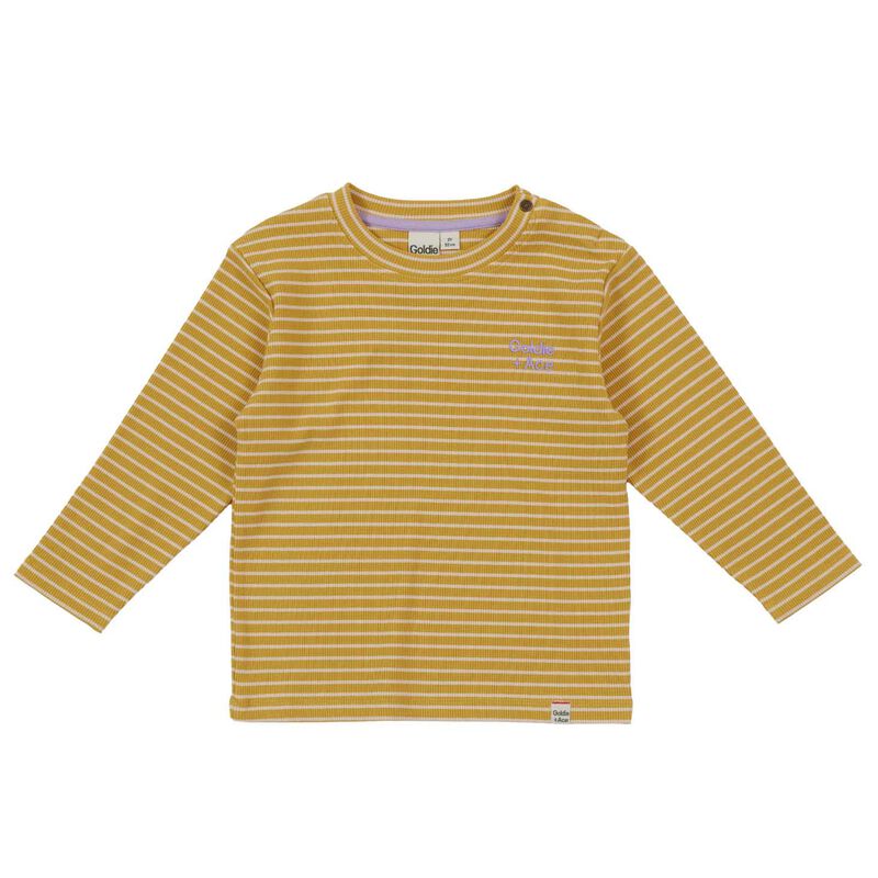 Goldie + Ace Essential Stripe Rib Top Yellow 3-5Y image number 0