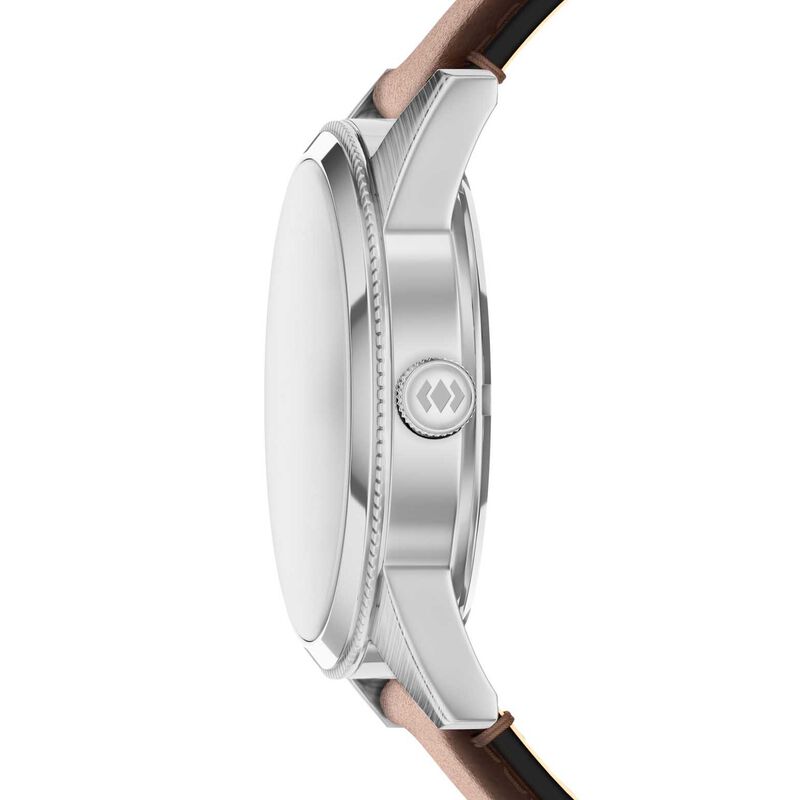 Fossil Pearson 42mm Three-Hand Day-Date Brown Leather Watch image number 0