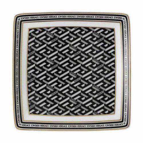 Versace Le Greca Square Dish 12cm - Black