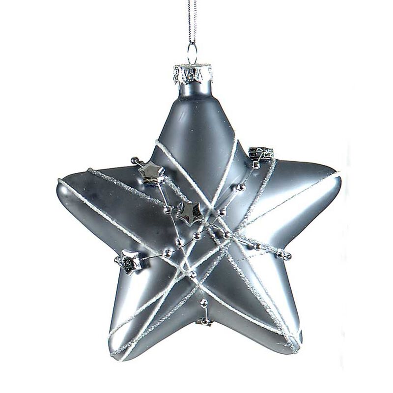 Vetur Glass Star Ornament Blue 10cm image number 0